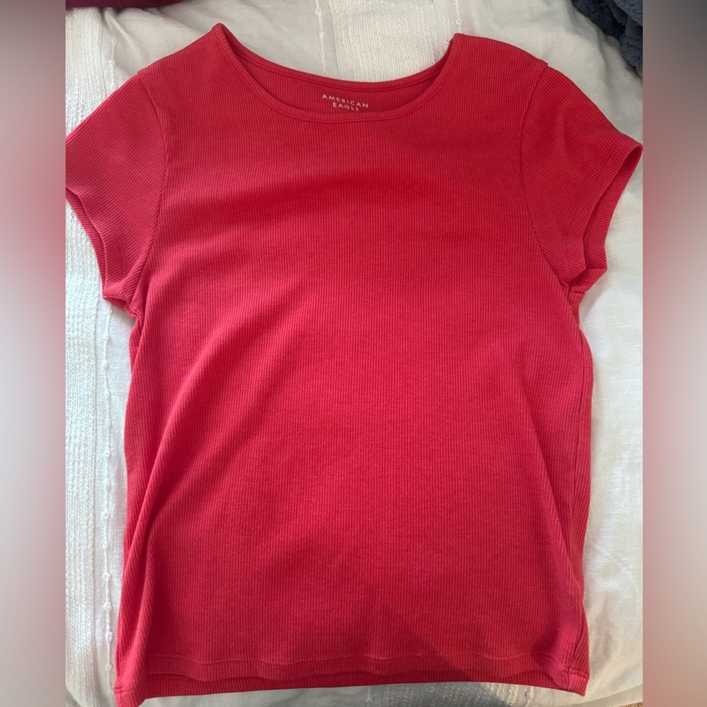 American Eagle Reidsh Pink Ribbed Top